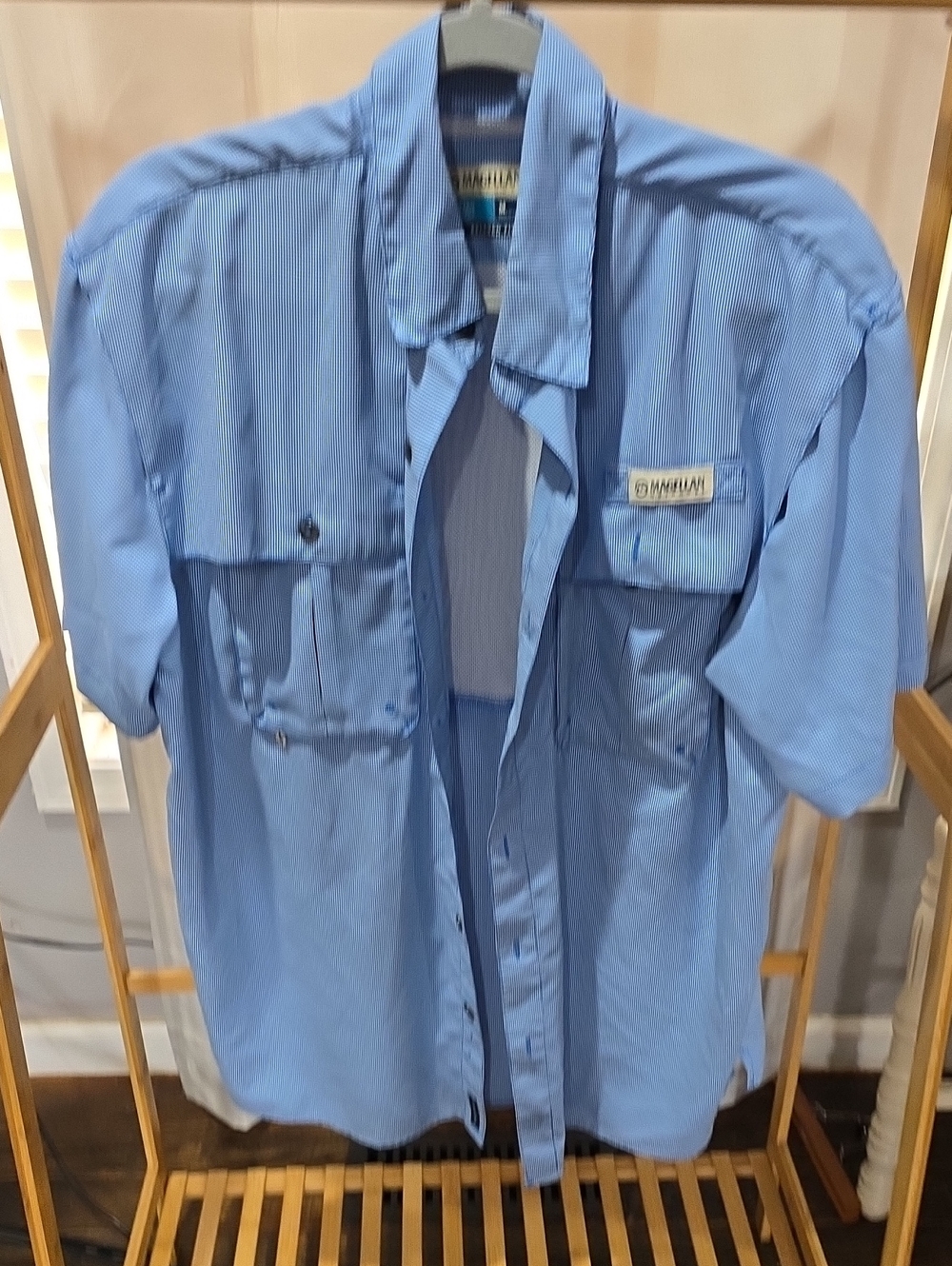 Magellan Outdoors Men's Light Blue Short-Sleeve Fishing Shirt